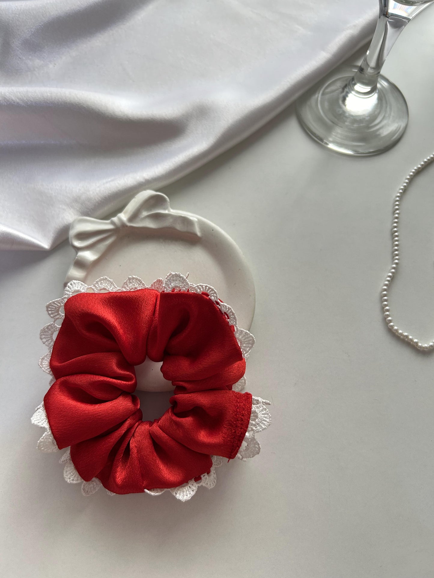 Ruby Romance Lace Scrunchie