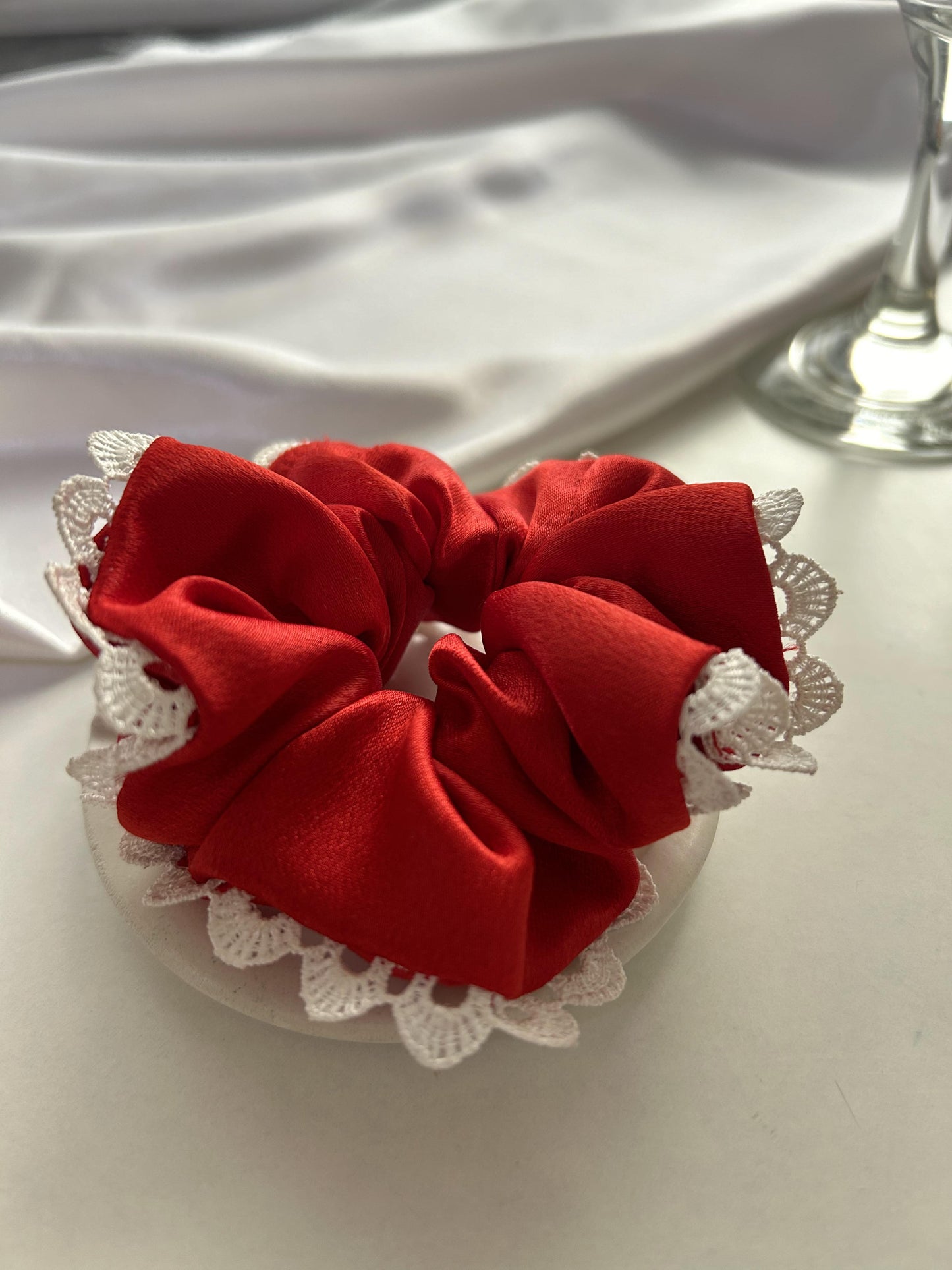 Ruby Romance Lace Scrunchie