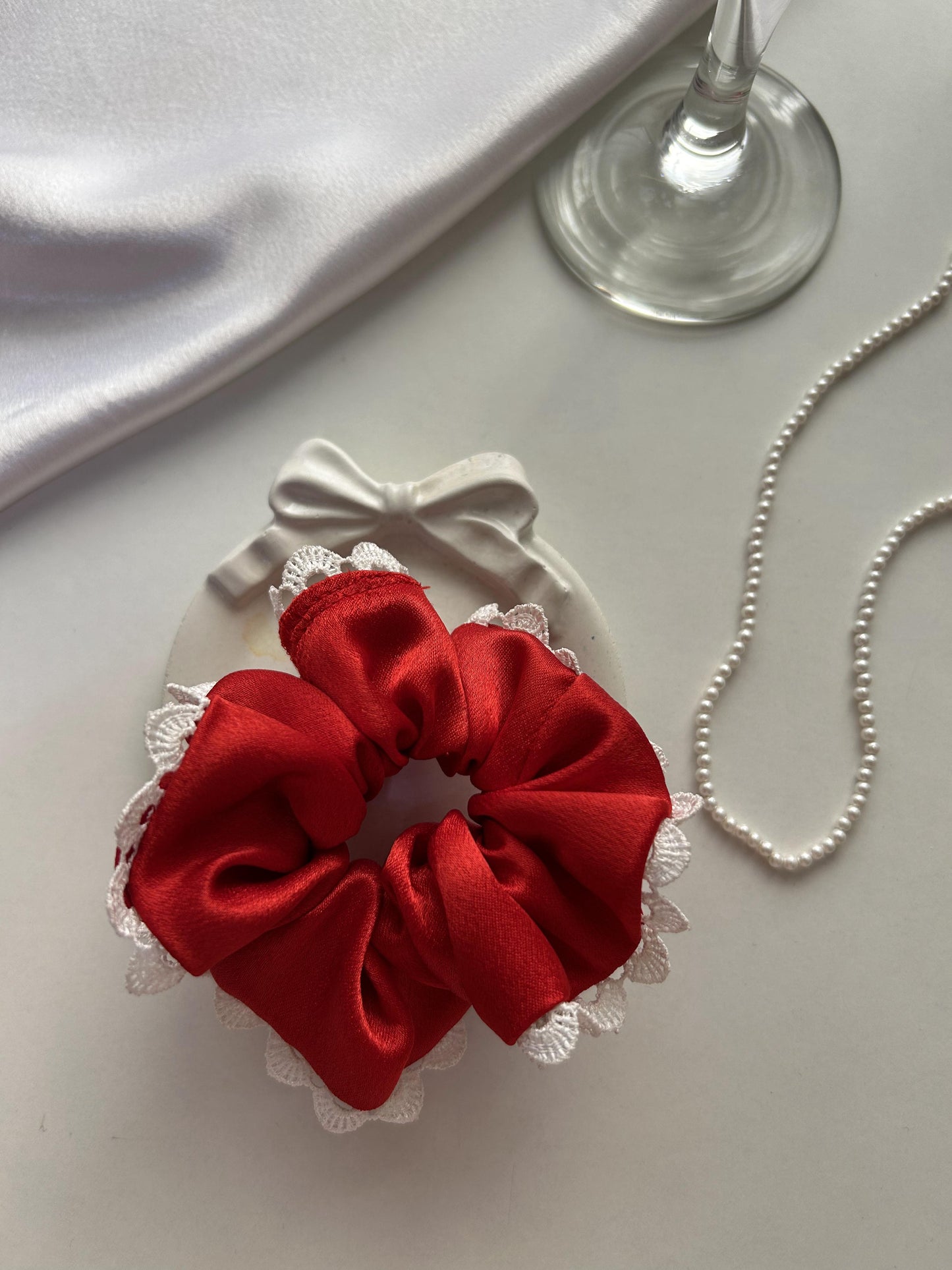 Ruby Romance Lace Scrunchie