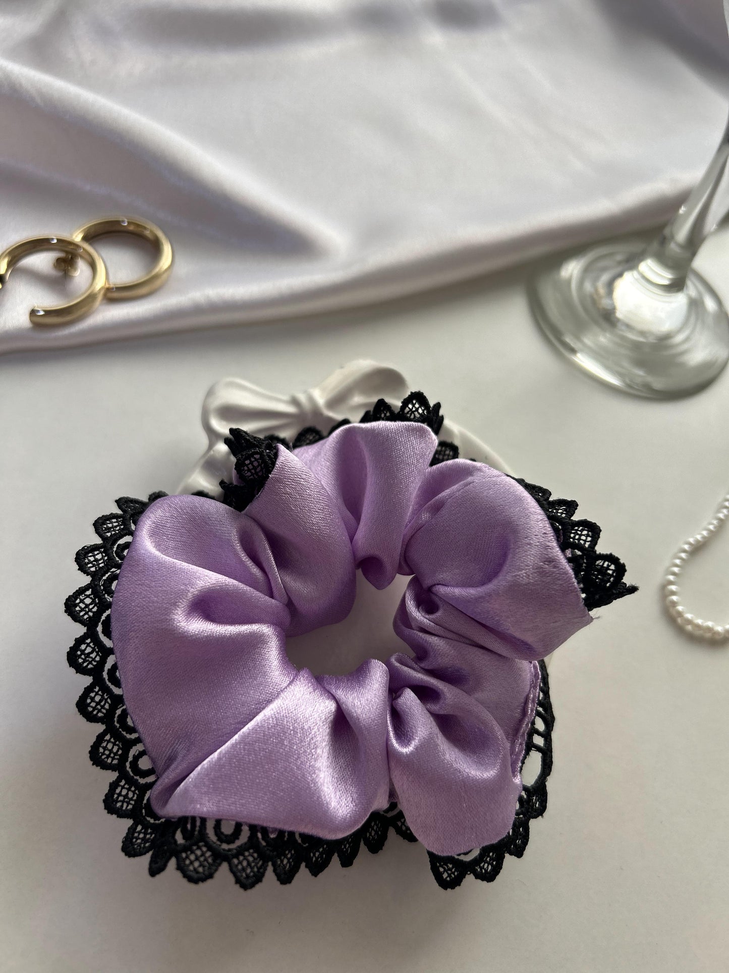Lavender Midnight Lace Scrunchie