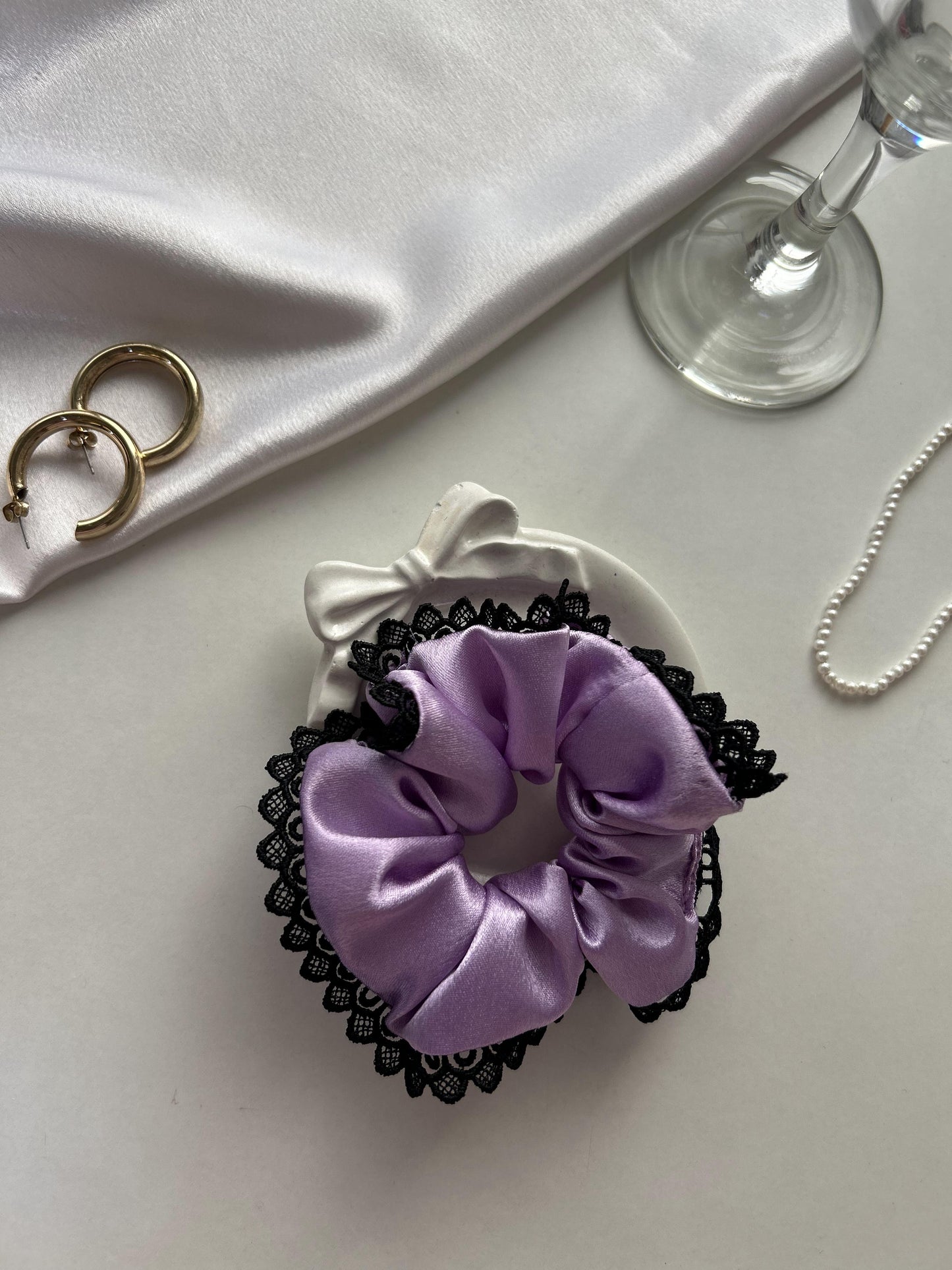 Lavender Midnight Lace Scrunchie