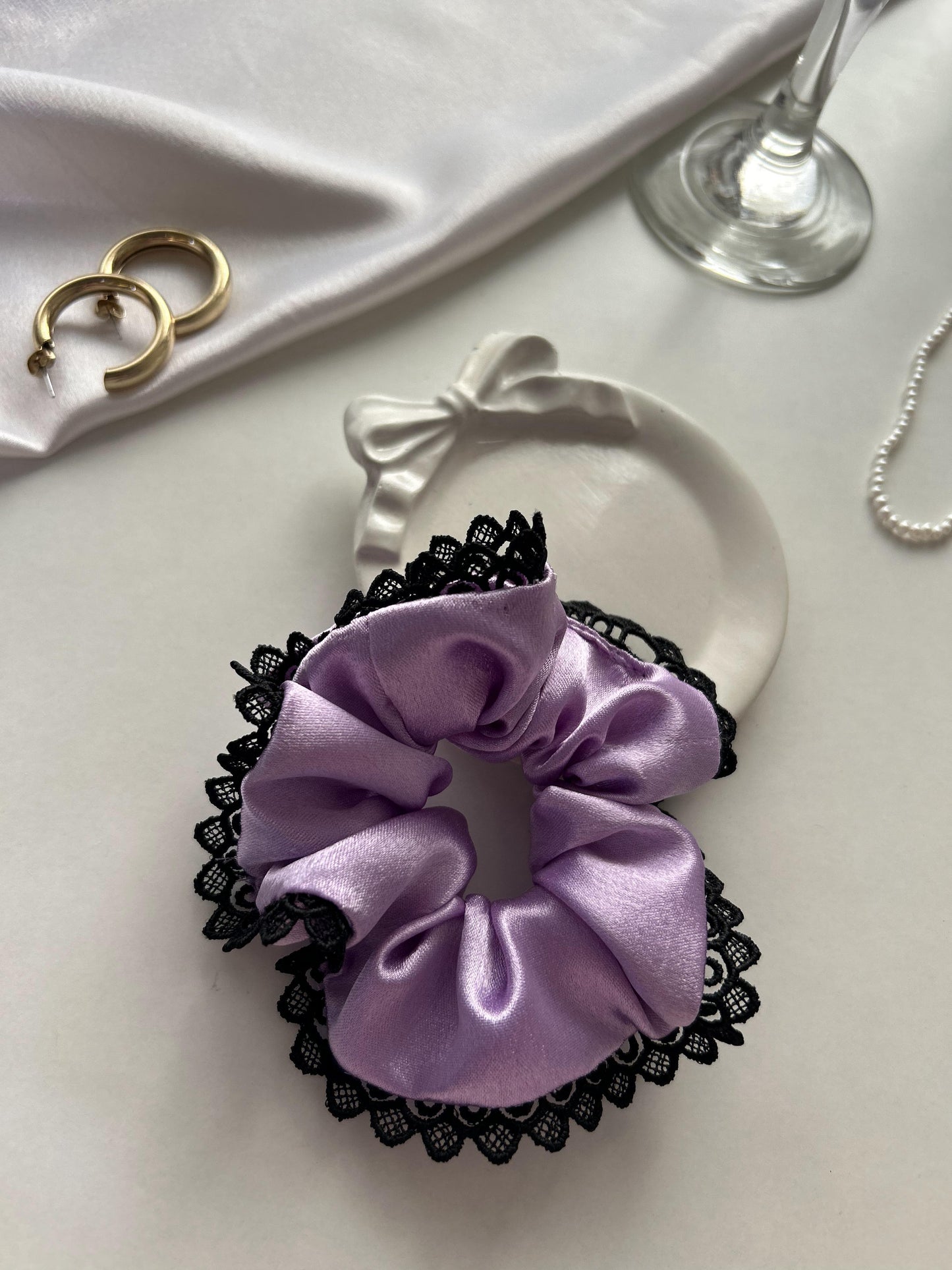Lavender Midnight Lace Scrunchie