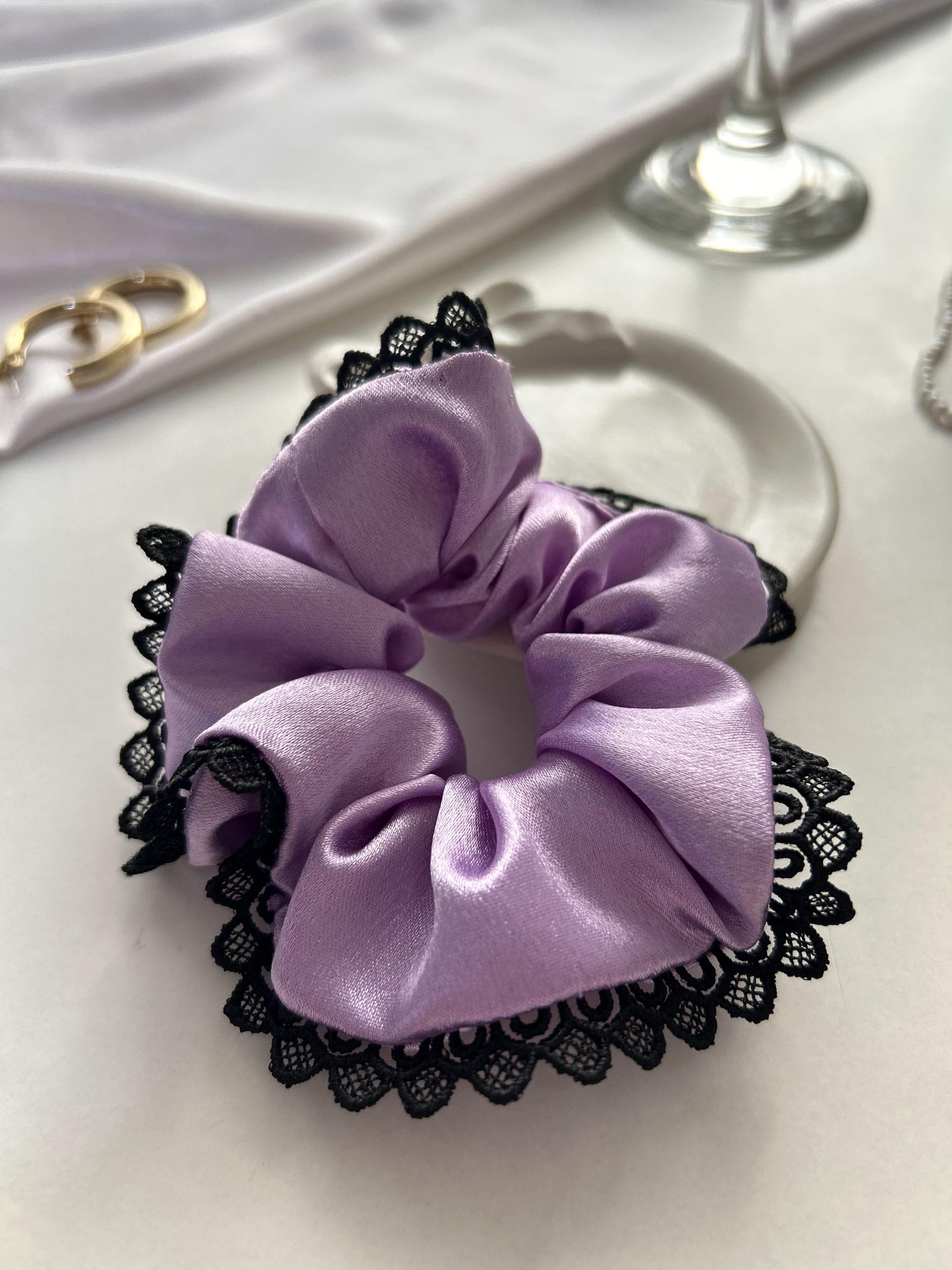 Lavender Midnight Lace Scrunchie