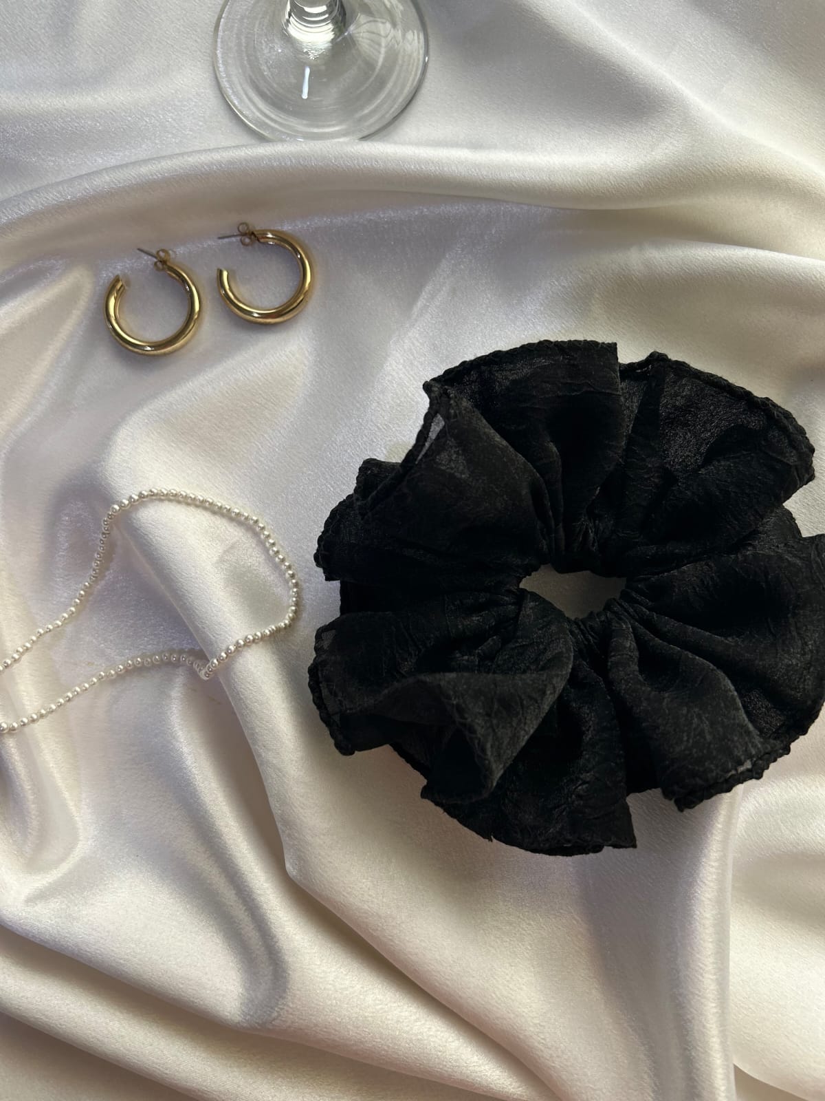 Black Onyx Cloud organza scrunchie