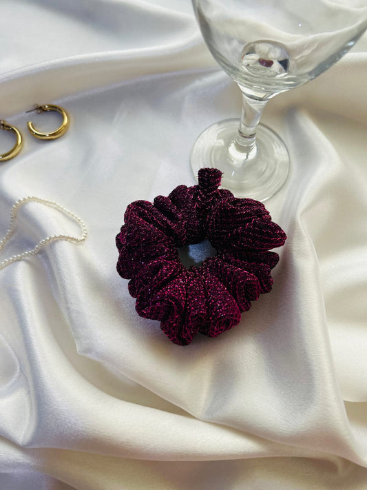 Midnight Glint premium shimmer scrunchie
