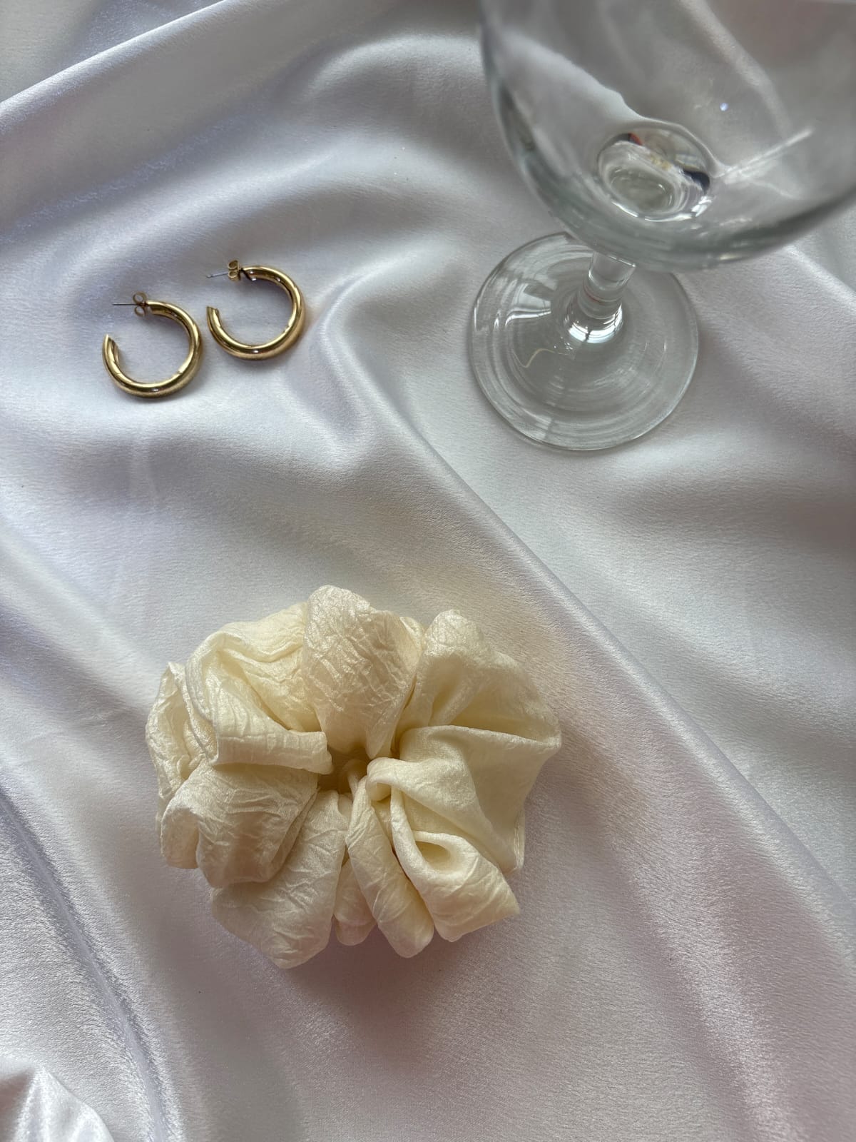 Cream organza scrunchie by Bom & Bow