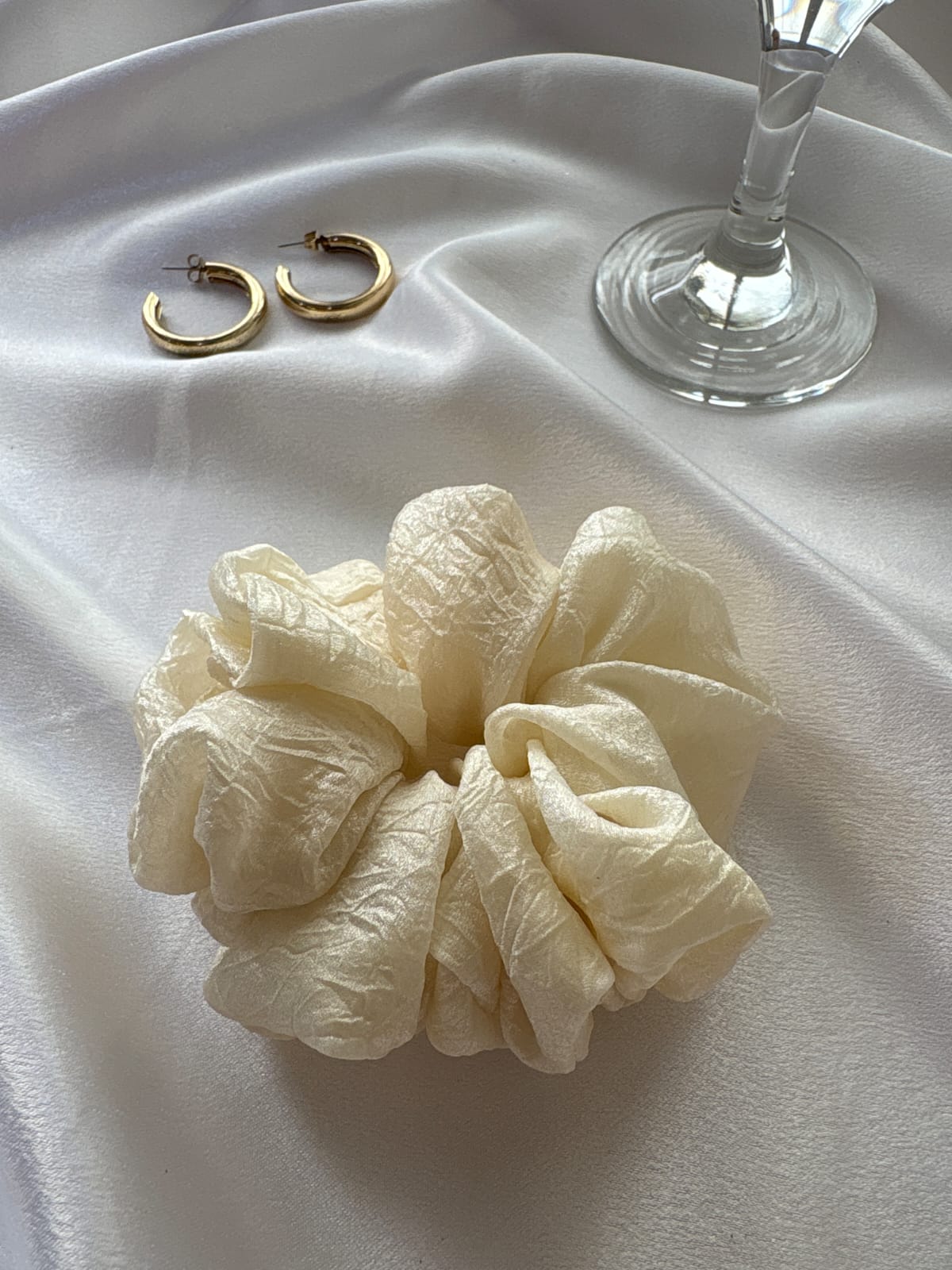 Aesthetic voluminous cream scrunchie