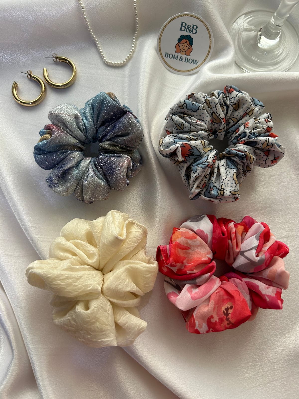 4 piece premium satin scrunchie combo