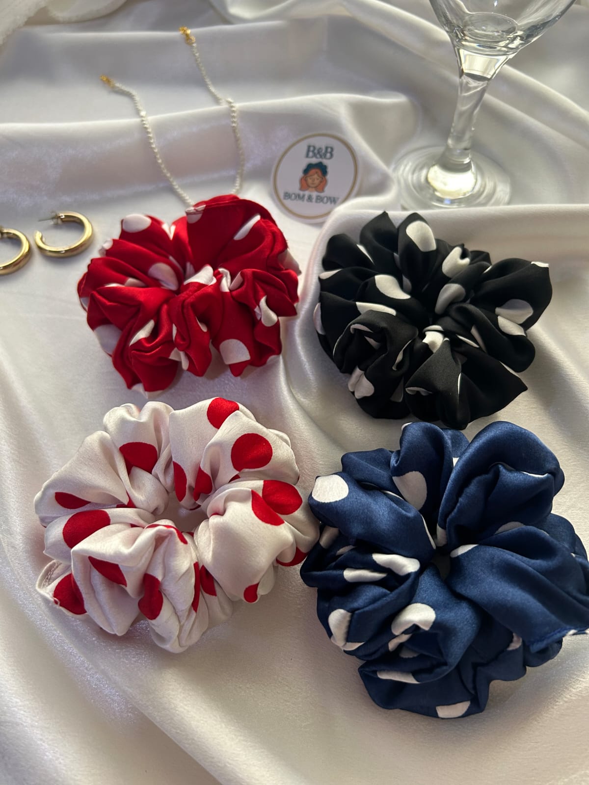 Retro polka hair accessories set