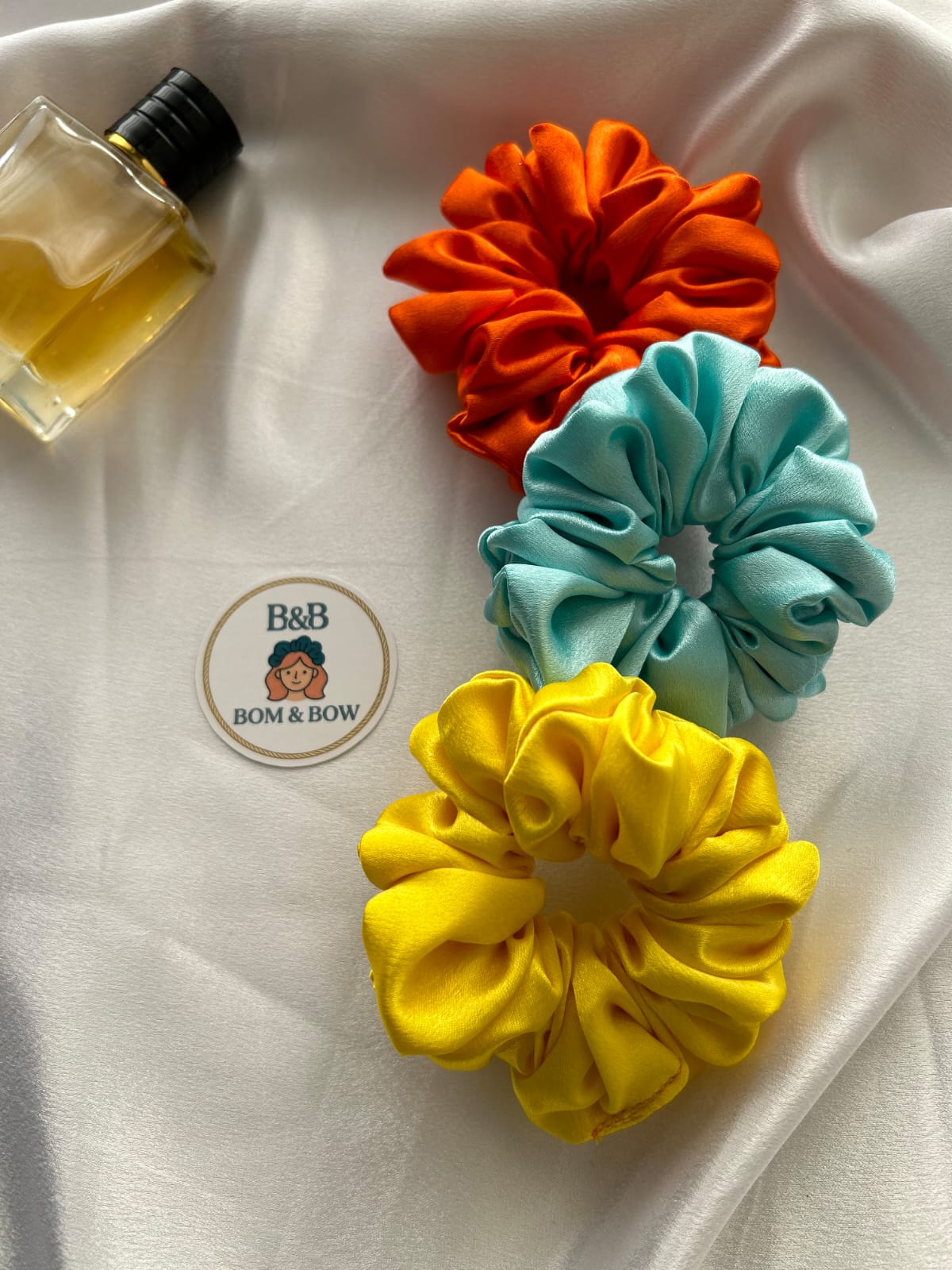 Colorful satin scrunchie combo set