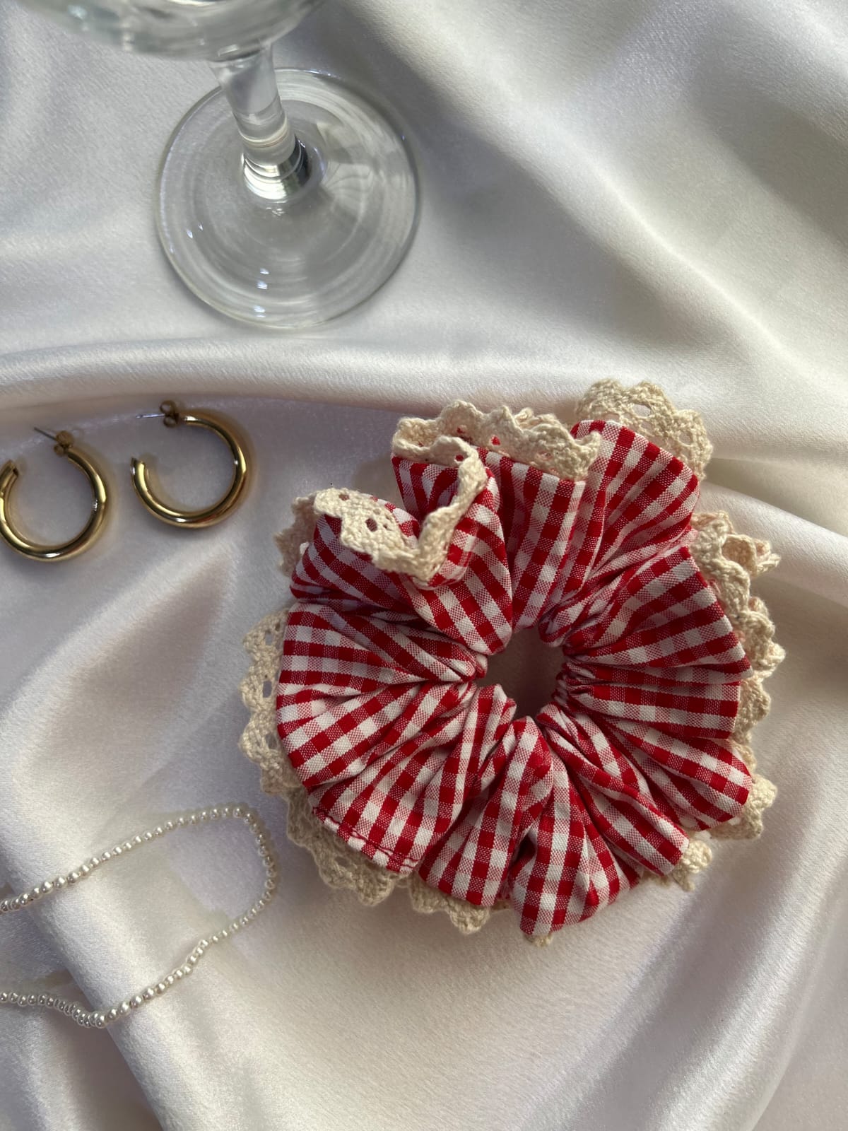 Picnic aesthetic scrunchie by Bom and Bow