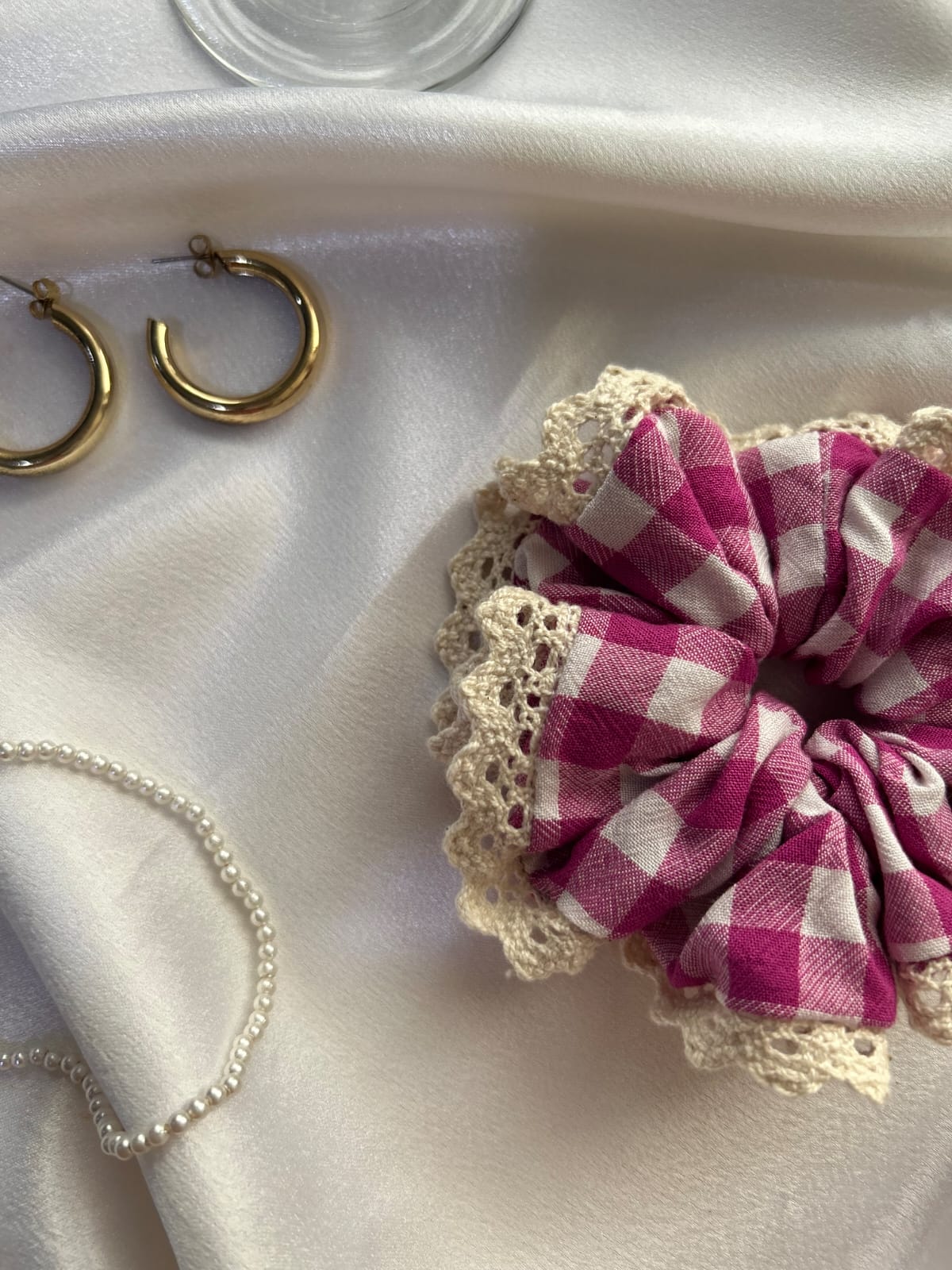 Premium pink statement hair scrunchie