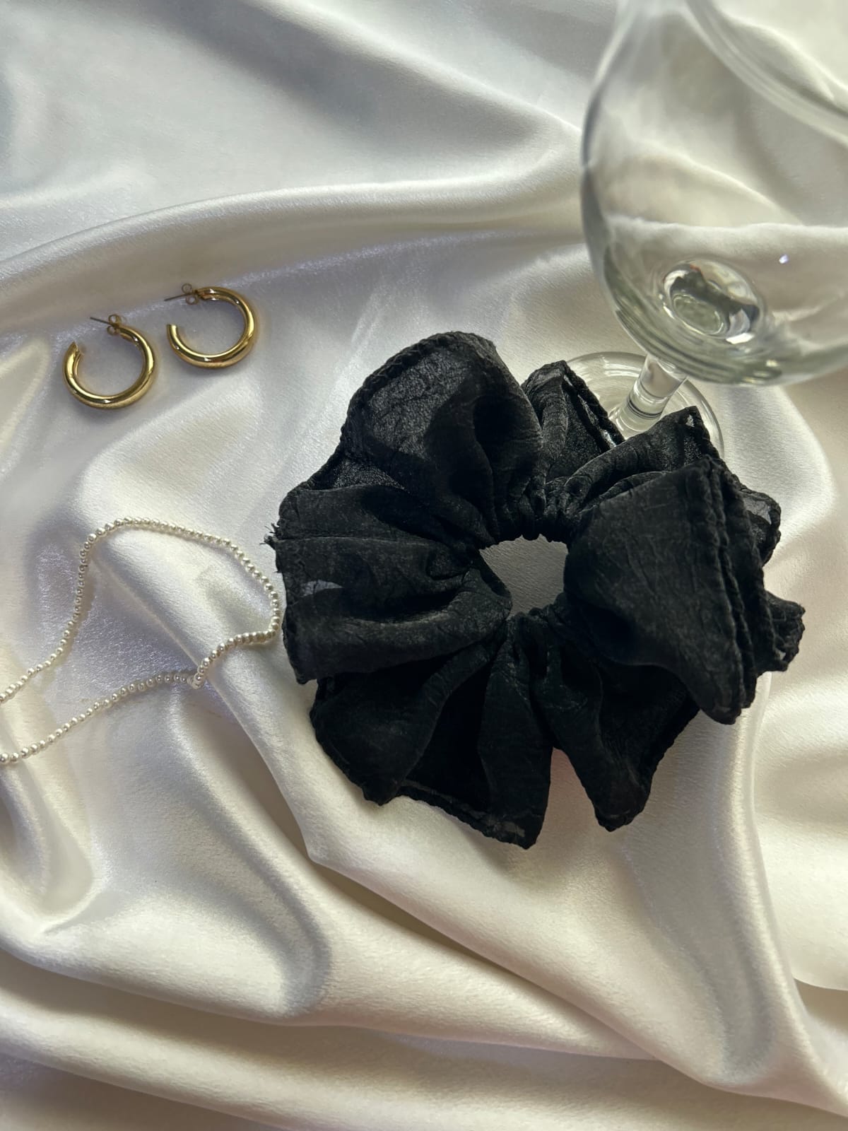 Premium black statement scrunchie