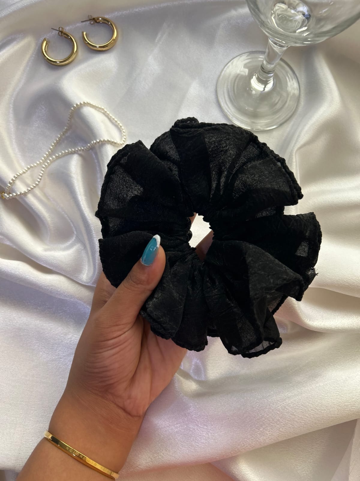 Luxury organza scrunchie by Bom and Bow
